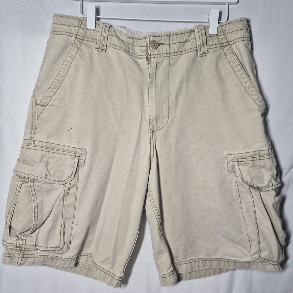AEROPOSTALE‎ Men's Khaki Cargo Shorts SZ 33 100% Cotton Pockets